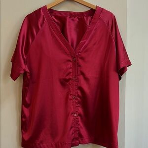 Elegant Red Satin Women's Top